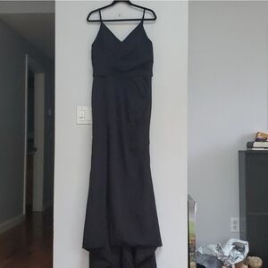 Hebeos black column sheath faux wrap maxi dress